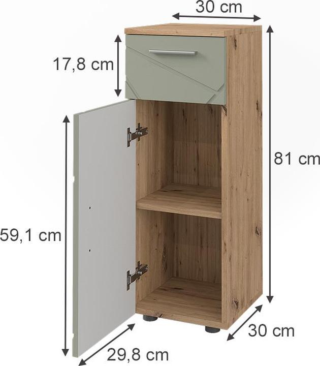 Produktbild Vicco Midischrank Irma, Salbeigrün/Artisan, 30 x 81 cm (30 x 30 x 81 cm)