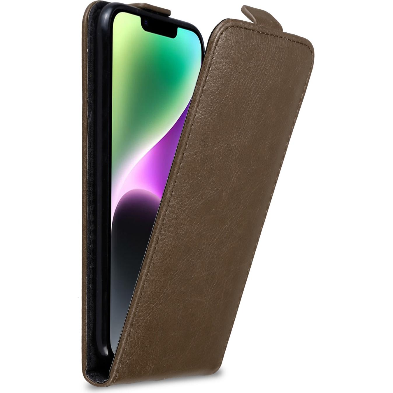 Cadorabo Hülle für Apple iPhone 14 PLUS im Flip wie Invis Style (Apple iPhone 14 Plus), Smartphone Hülle, Braun