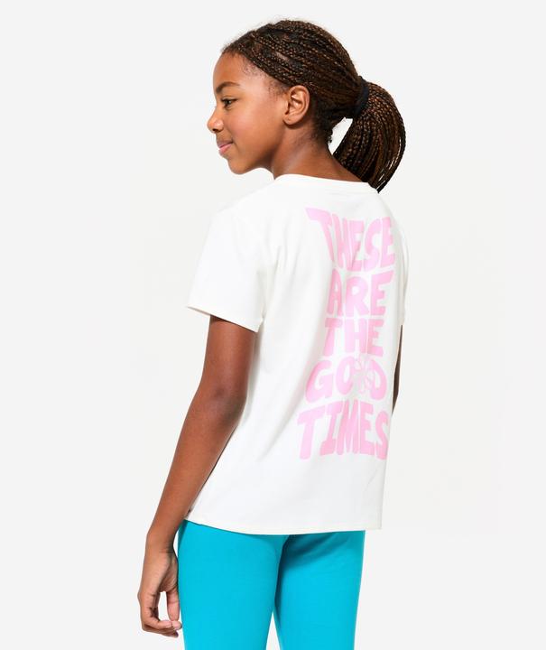Image du produit Decathlon T-shirt multisport coton fille, imprimé blanc (140)