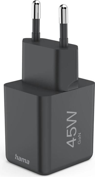Produktbild Hama Schnellladegerät, USB-C, PD/QC/GaN, Super-Mini-Charger, 45 W, Schwarz (45 W)