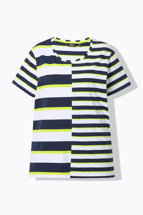 Actual product image Ulla Popken Mix Stripe Short Sleeve Tee (62)
