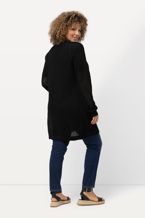 Produktbild Ulla Popken Long-Strickjacke, Netz-Optik, offene Form, V-Ausschnitt (42, 44)