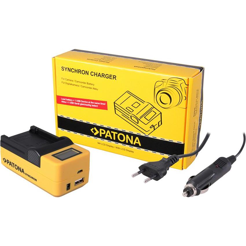 Patona Caricatore USB sincrono per Canon NB4L NB-4L NB5L con display LCD (Caricabatterie per fotocamere), Alimentatore fotocamera, Giallo