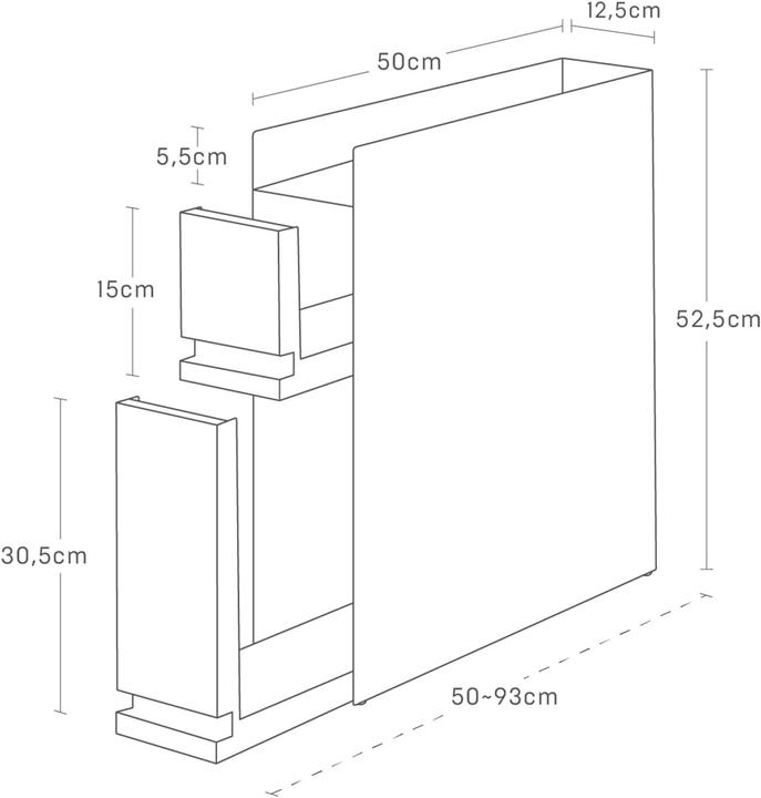 Actual product image Yamazaki 2-tier spice rack with drawers TOWER (50 x 12.50 x 52.50 cm)