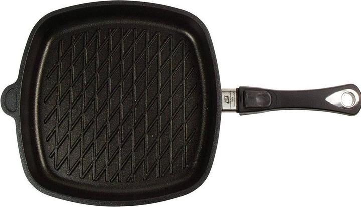 Produktbild AMT Grillpfanne eckig 28x28cm Induktion mit Rautenmuster (Grillpfanne, Aluminiumguss)