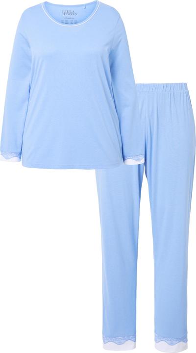 Actual product image Ulla Popken Damen grosse Grössen Pyjama, Spitze, Rundhals, Langarm hellblau 42+ 812441719-42+ (42, 44)