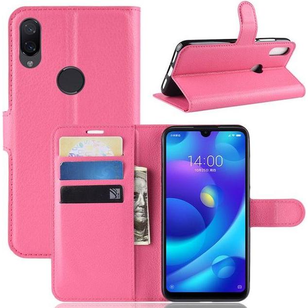 Thumbnail - MU Classic Litchi Leder Bookcover Series (Xiaomi Mi Play), Smartphone Hülle, Rosa
