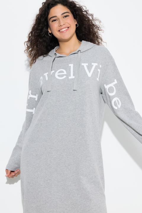 Image du produit Ulla Popken Robe midi en molleton, message format XL, capuche et manches longues (60)