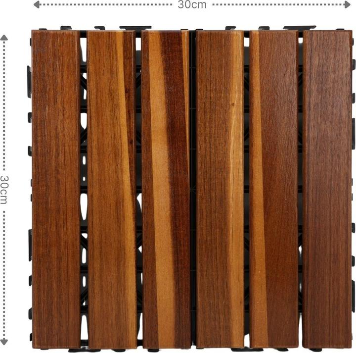 Produktbild Hermex 4er-Set Akazienholz-Fliesen Bodenplatten Klickfliesen Holzfliesen (4 x)