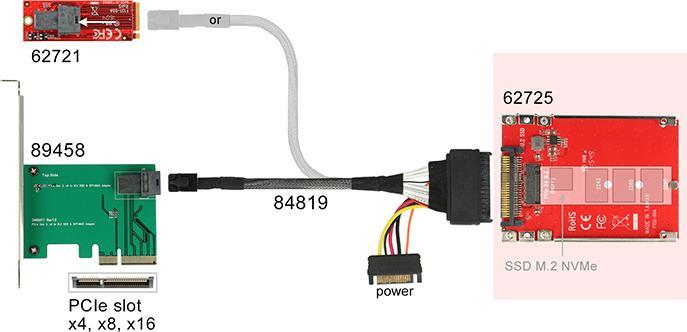 Image du produit Delock Convertisseur U.2 Mini SAS HD SFF-8639 > M.2 Key M PCIe avec cadre 2.5" 7 mm