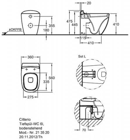 Actual product image Geberit Keramag Citterio washdown WC 500512011, flush, 6l, floor standing, flush with wall, white with KeraT