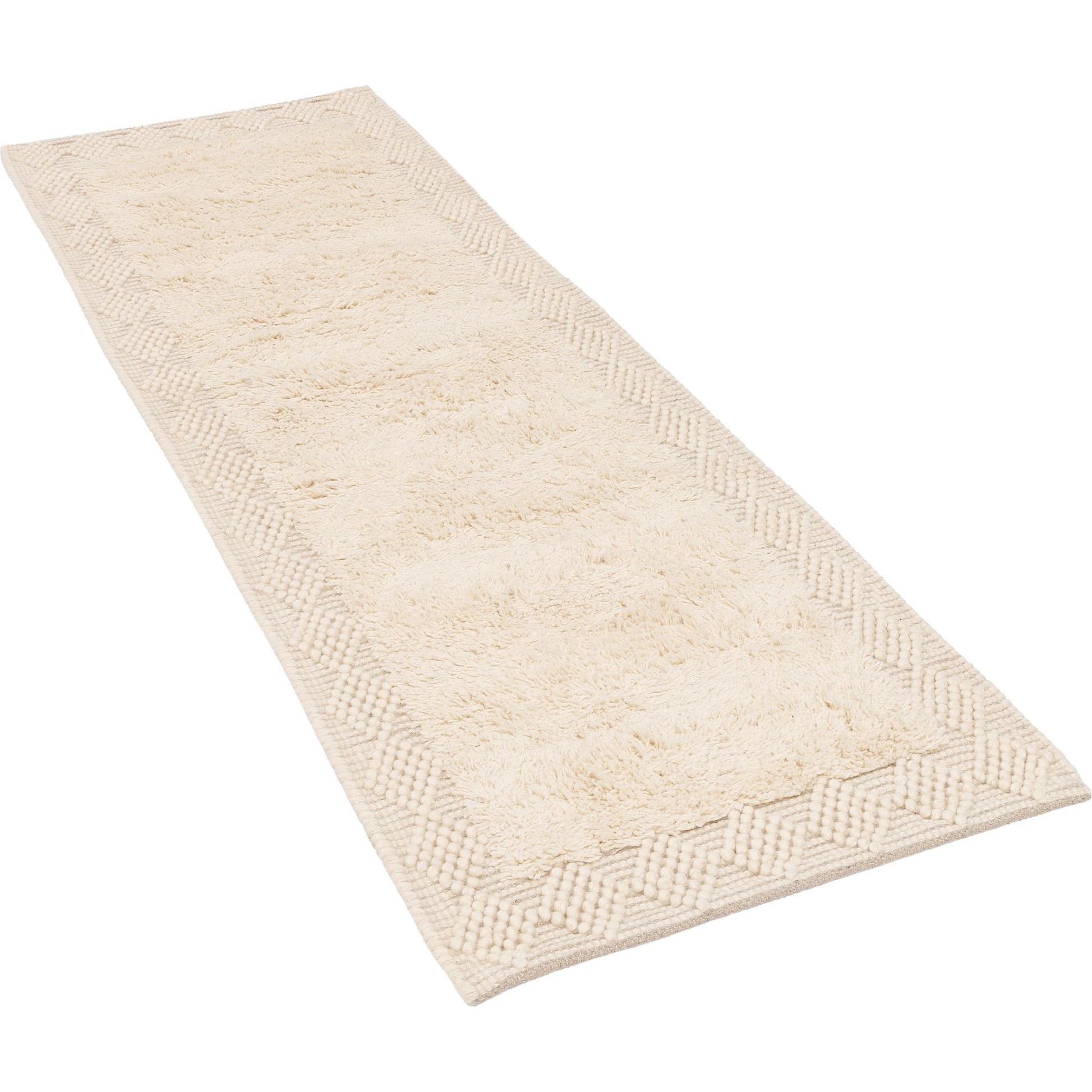 Pergamon, Teppich, Natur Teppich Läufer Shaggy Wolle Linea Bordüre (90 x 160 cm)