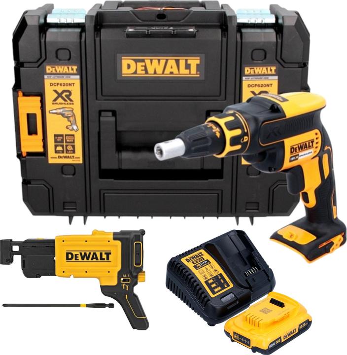 Produktbild DeWalt DCF 620 D1T Akku Trockenbauschrauber 18 V 30 Nm Brushless + 1x Akku 2,0 Ah + Ladegerät + (Trockenbauschrauber)
