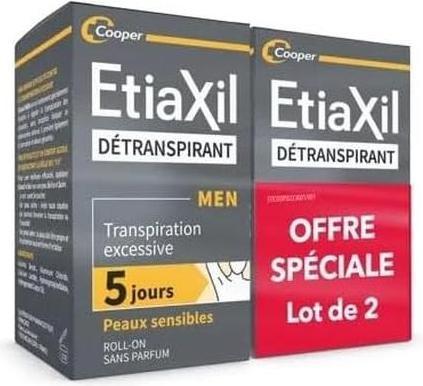 Produktbild Etiaxil Antiperspirant for Men Sensitive Skin Roll-On 15ml - Pack of 2 (Roll-on, 15 ml)