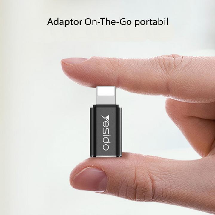 Actual product image Yesido - OTG Adapter (GS03) - Lightning to Type-C, Plug & Play, 480Mbps - Black (Lightning, USB-C)