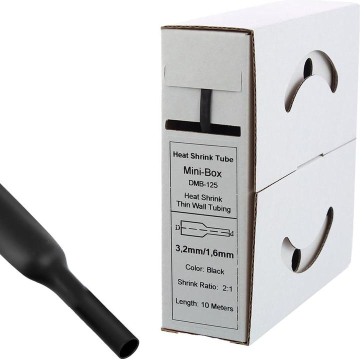 Image du produit Offgridtec 10m de gaine thermorétractable 3,2mm>1,6 noir (1 x)