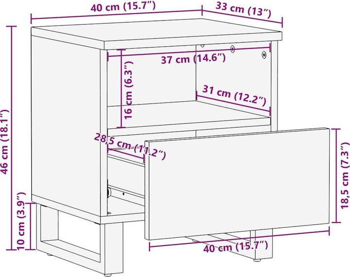 Actual product image vidaXL Nachttisch (40 x 33 x 46 cm)