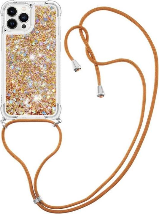 Produktbild Cover-Discount iPhone 15 Pro Max - Glitzer Hülle mit Umhängeband gold (Apple iPhone 15 Pro Max)