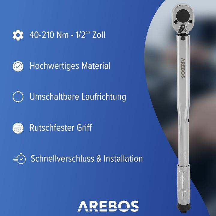 Image du produit Arebos Clé dynamométrique (1/2", 40 Nm, 210 Nm)