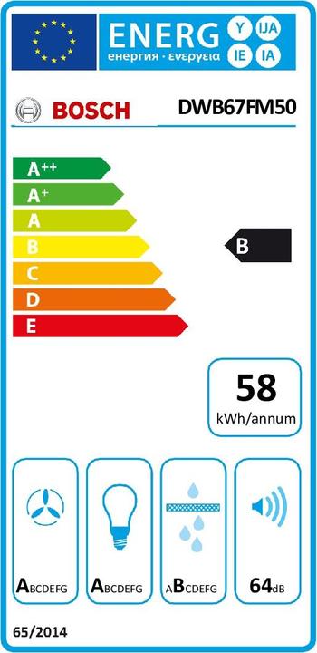 Energy Label Bosch Hausgeräte DWB67FM50 (Wall hood)