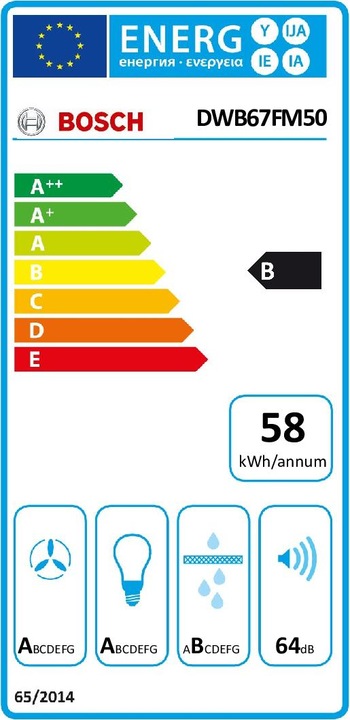 Energy Label Bosch Hausgeräte DWB67FM50 (Wall hood)