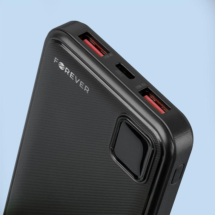 Actual product image Forever power bank TB-300M PD QC 22,5W 10000 mAh black (10000 mAh, 22.50 W)