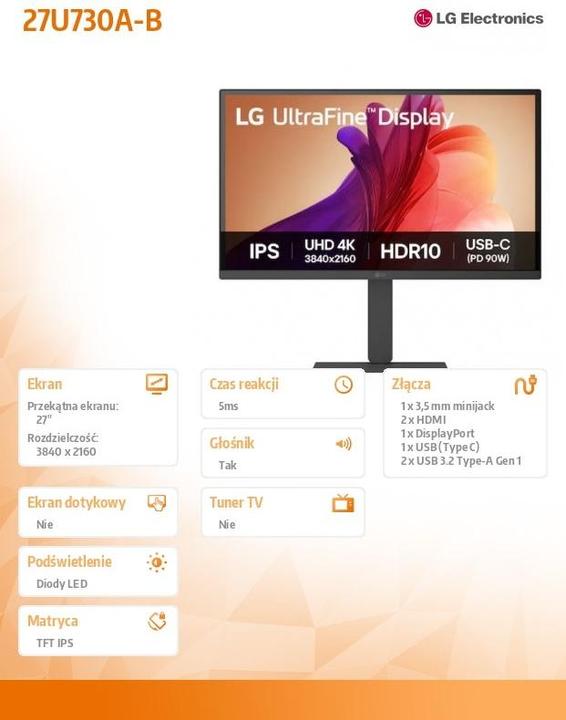 Produktbild LG UltraFine 27U730A-B (3840 x 2160 Pixel, 27")