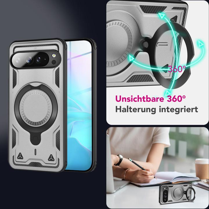 Produktbild Nalia Stormguard - Stabile Panzer Hülle mit MagSafe & 360-Grad Ringhalter - Military Cover (Google Pixel 9 Pro Fold)