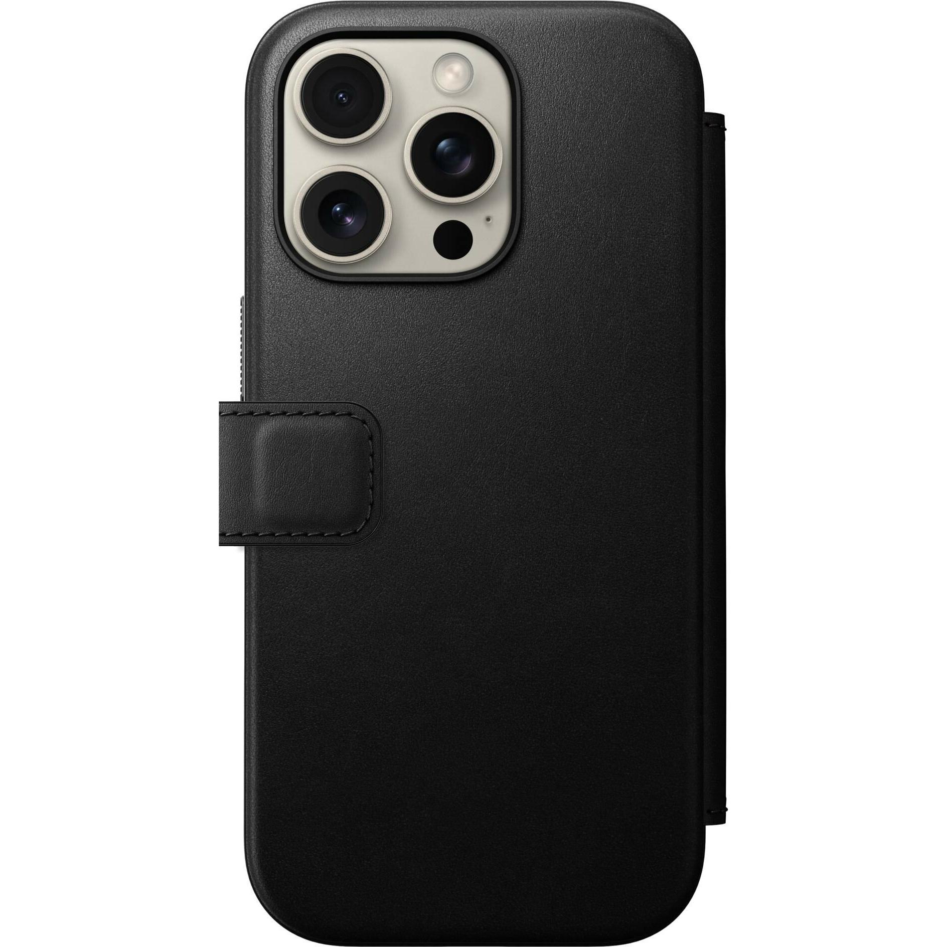 Nomad Modern Leather Folio (Apple iPhone 16 Pro), Smartphone Hülle, Schwarz