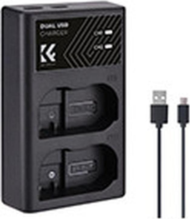 K&F Concept EN-EL15 Digital Camera LED Dual Channel Charger with Type C Charging Cable (Kamera Akku Ladegerät)