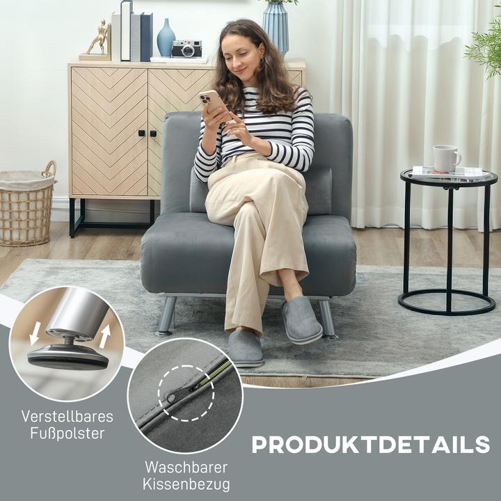 Actual product image Homcom Schlafsessel Polyester, Stahl Grau
