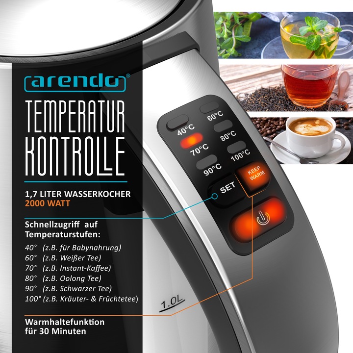 Actual product image Arendo Kettle (1.70 l)
