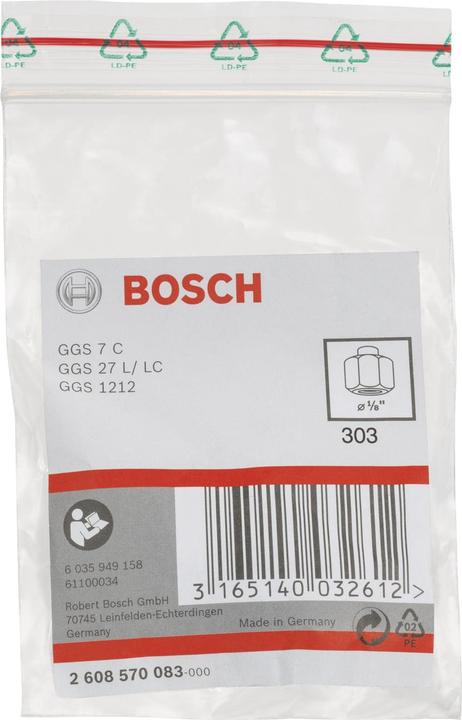 Actual product image Bosch Professional Zubehör Collet with clamping nut, 1/8-inch, for straight grinders