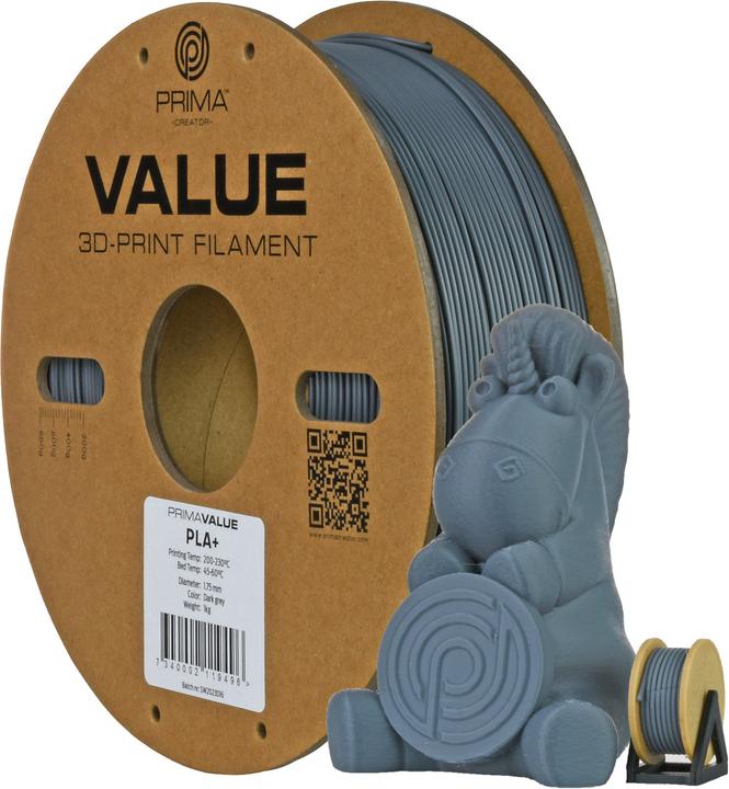 Produktbild Prima Creator PrimaValue PLA+ (PLA, 1.75 mm, 1320 g, Grau)