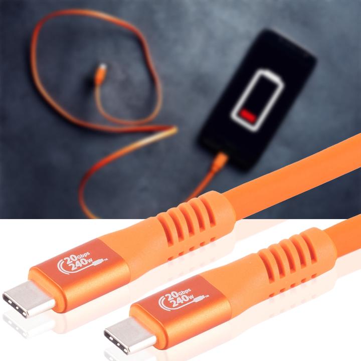 Actual product image S-Impuls Set of 2 data & fast charging cables USB-C to USB-C, orange, 2m (2 m, USB 3.2 Gen 2x2, 240 W)