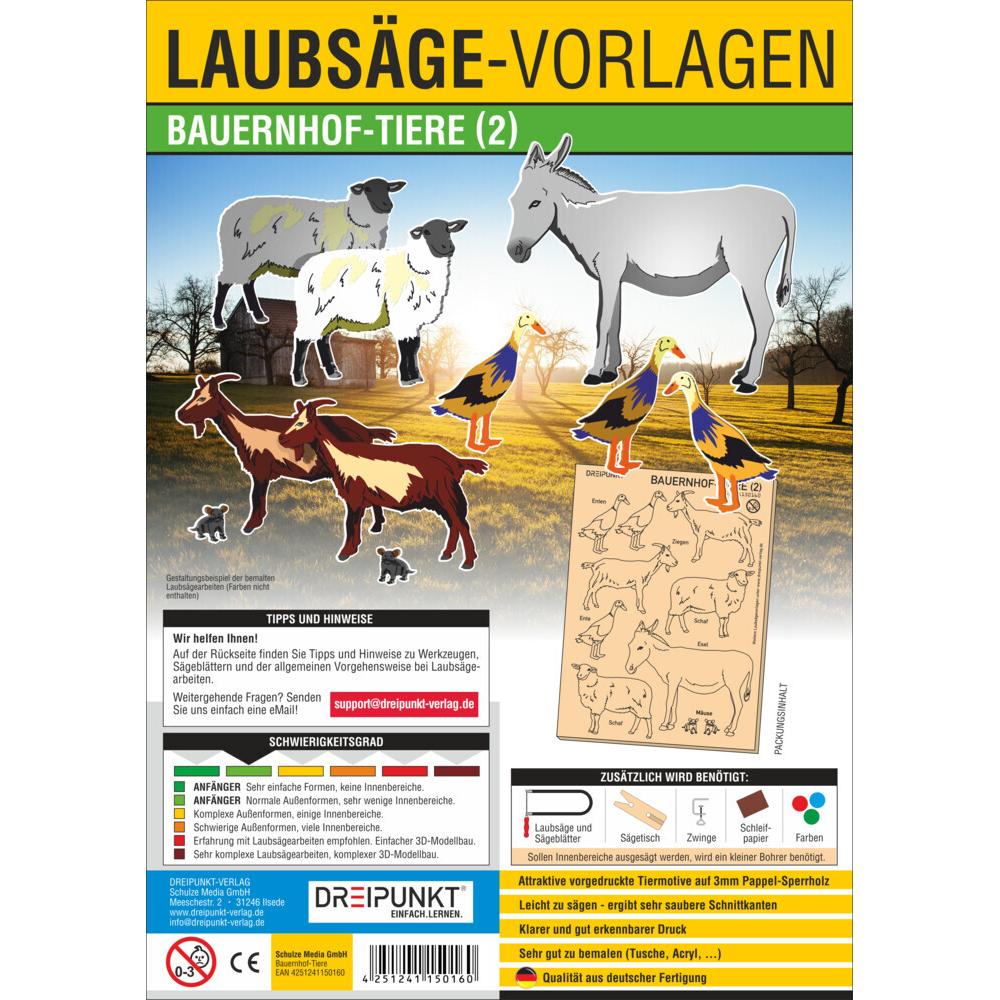 Dreipunkt, Handsäge, Laubsägevorlage Bauernhof-Tiere (2)