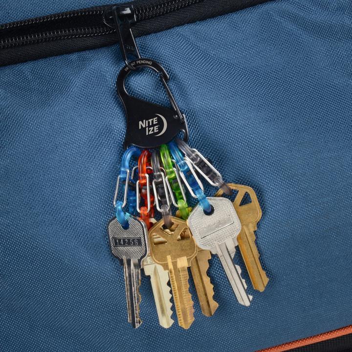 Actual product image Nite Ize KeyRack stainless steel + 6 x micro carabiner plastic x (KLKP-01-R3) colors