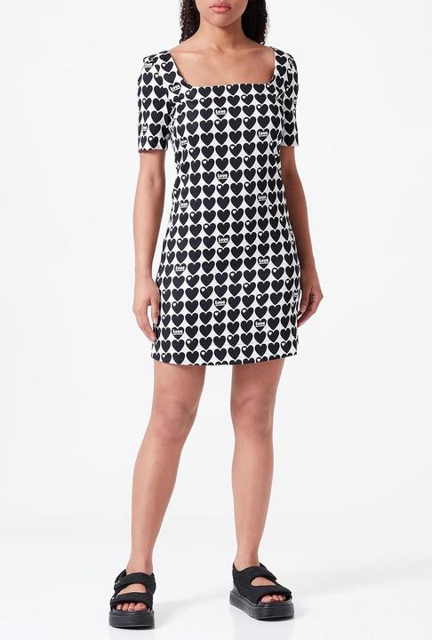 Actual product image Love Moschino Dames slim fit short met vierkante neklijn, wit zwart, 46, wit zwart, 46 (46)