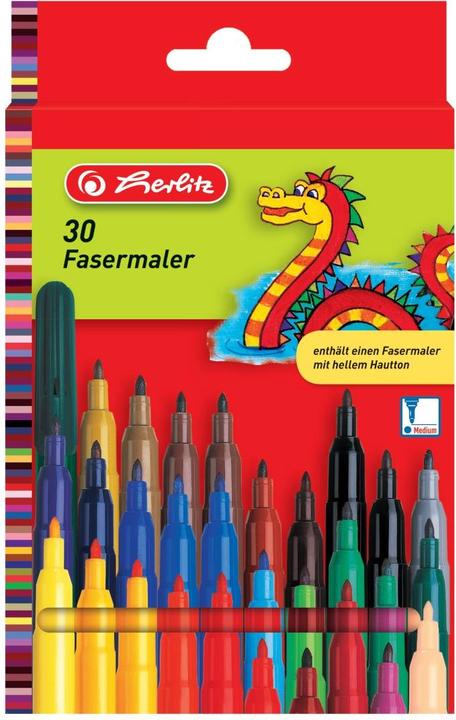 Actual product image Herlitz Fibre-tip pens, 30-count cardboard box (Mixed colours, 30 x)