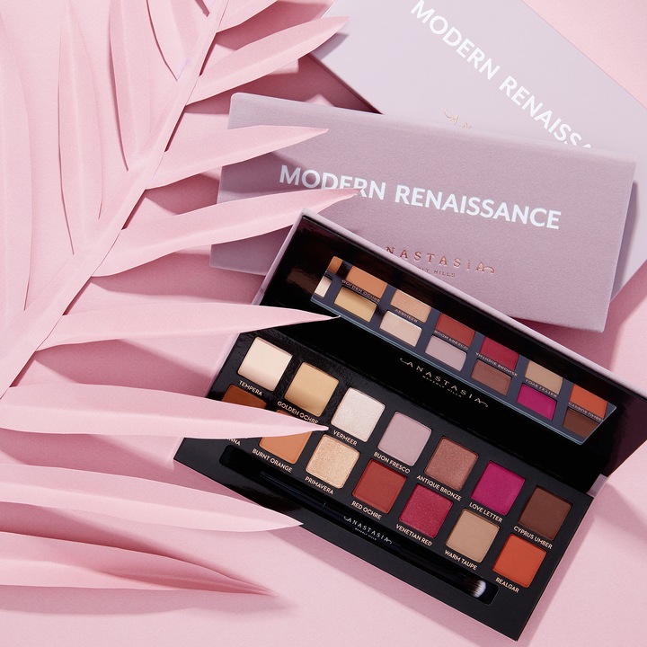 Actual product image Anastasia Beverly Hills Modern Renaissance (Cyprus Umber, Tempera, Golden ochre, Vermeer, Buon Fresco, Antique Bronze, Love Letter, Realgar, Warm taupe, Venetian red, Red Ochre, Primavera, Burnt Orange, Raw Sienna)
