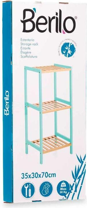 Immagine prodotto Berilo scaffale quadrato 3 ripiani bambù menta (30.20 x 35.20 x 70 cm)