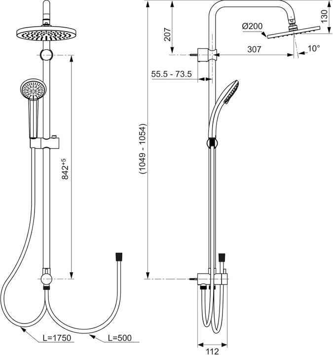 Actual product image Ideal Standard Idealrain Built-In Shower System with Anti-Scale Function and Safe Temperature Protection