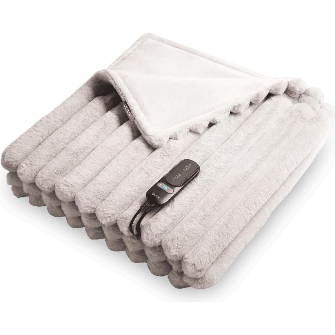 Duux, Coperta termica, Yentl Striped Elektrisch Warmtedeken 200x200 cm – 9 standen – Grijs (200 x 200 cm)
