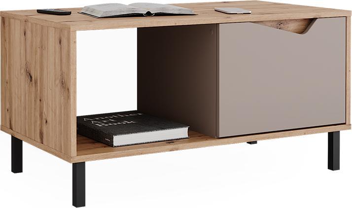 Vicco Couchtisch Marelle, Greige/Artisan, 90 x 50 cm mit 1 Tür