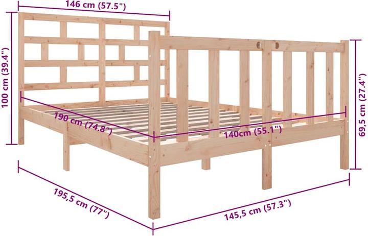 Image du produit vidaXL Bettrahmen (140 x 190 cm)
