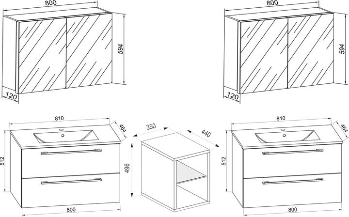Actual product image VCM 3-piece double wash place washbasin Badinos XXL