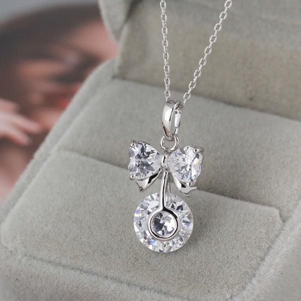 Immagine prodotto Hermex Collana LUXURY placcata in platino con ciondolo a forma di pavone con zirconi - platino (Lega di rame)
