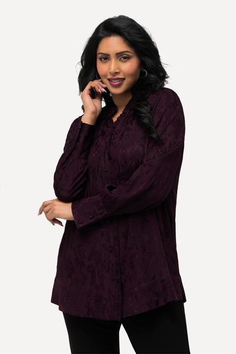 Produktbild Ulla Popken Bluse, Jacquard, Rüschen, V-Ausschnitt, Langarm (42, 44)
