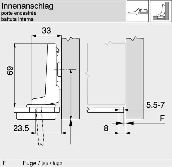 Produktbild Blum Topfbänder CLIP top, Glastürscharnier 94 °