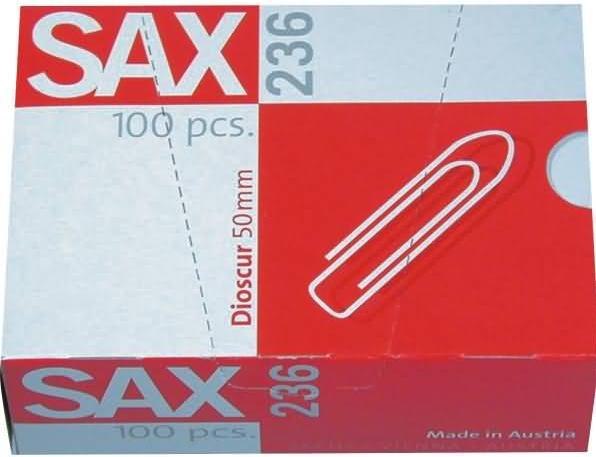 Actual product image SAX Paper clip pointed shape 50mm metal galvanised 100 pcs./pack. (1x)